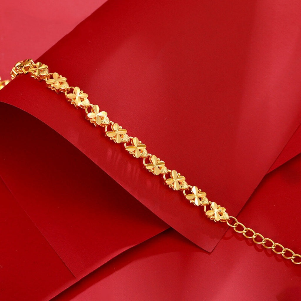 Women's Four-Leaf Clover Gold Plated Bracelet