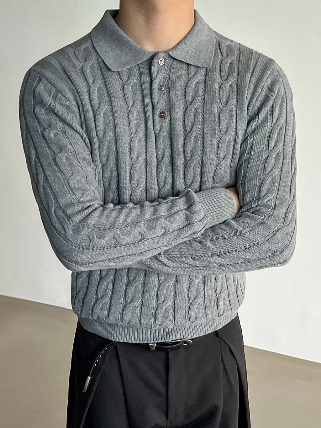 Retro casual knit shirt for men teemdrop