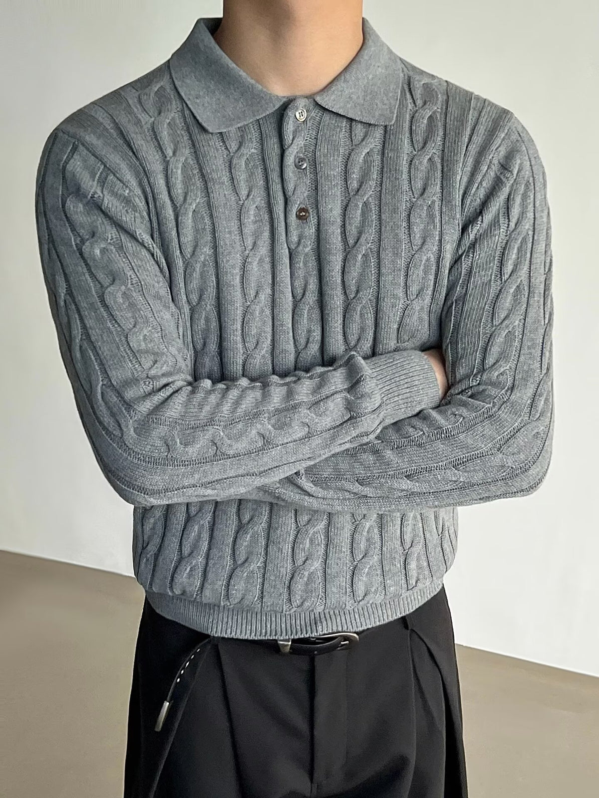 Retro casual knit shirt for men teemdrop