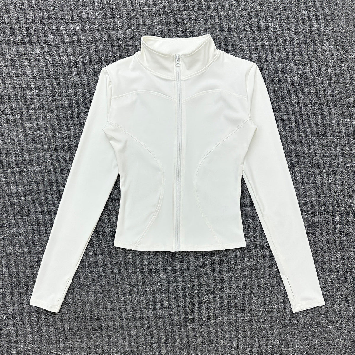 Womens Stand Collar Sports Jacket with Thumb Holes