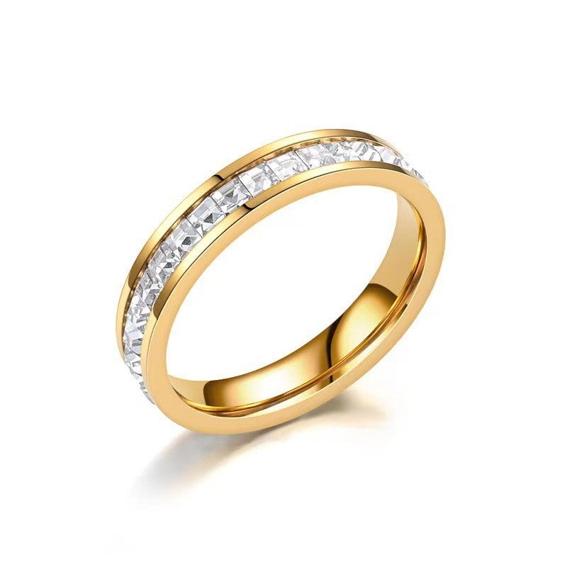 Titanium Steel Starry Sky Square Diamond Ring