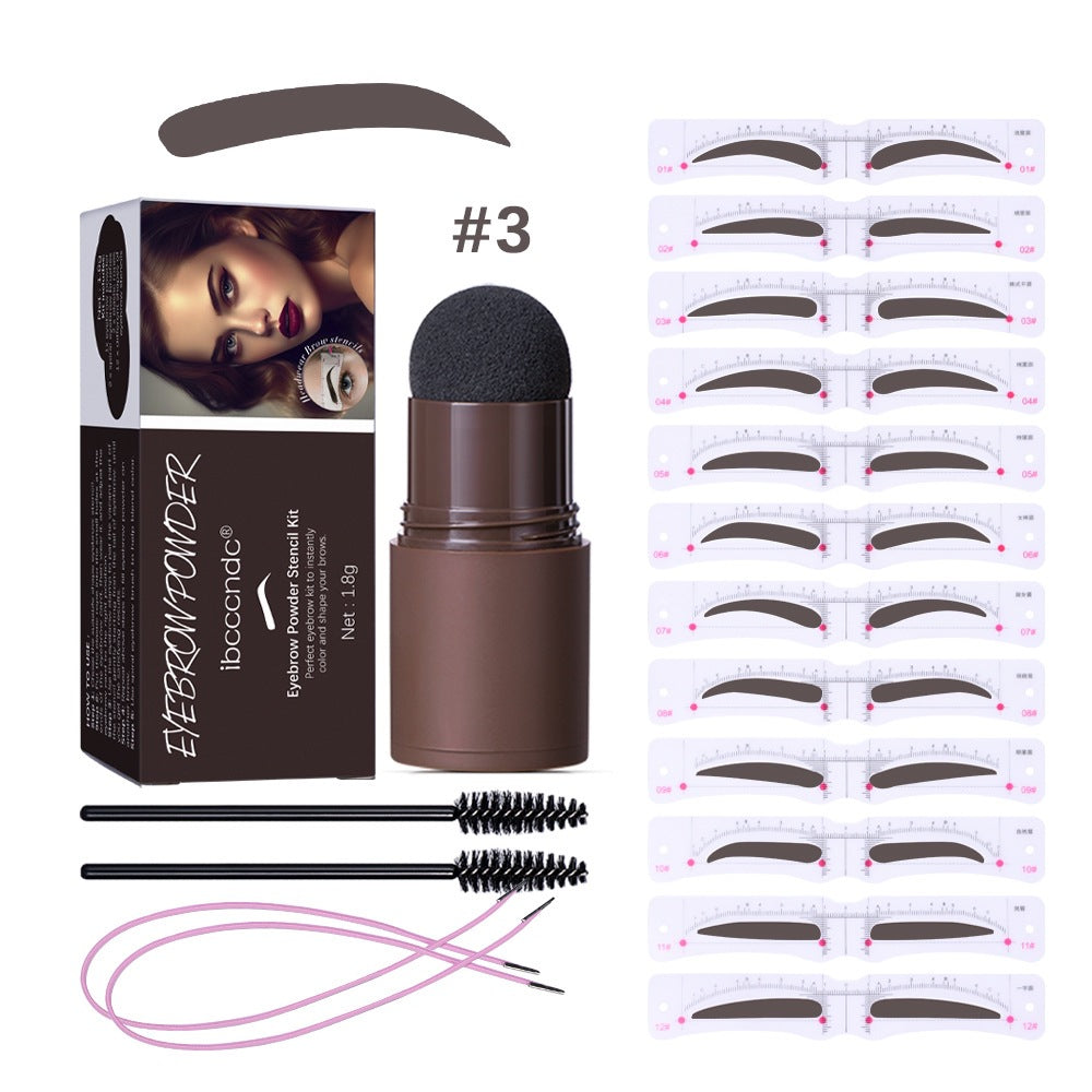 Head-Mounted Eyebrow Stamp Kit, Waterproof Long-Lasting Eyebrow Powder with Contouring Powder, Instant Natural Brow Shaper teemdrop