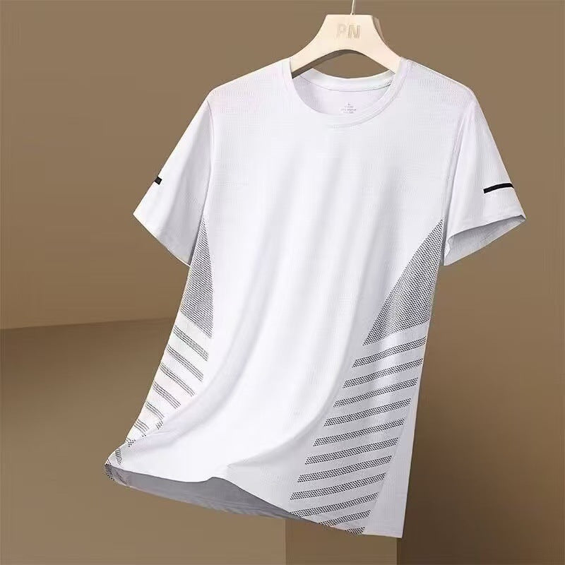 Men's Ice Silk Short Sleeve T-Shirt Quick Dry Breathable Loose Fit Summer Top teemdrop