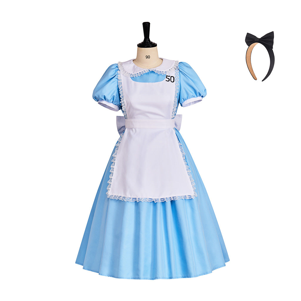 Women's Alice in Wonderland Cosplay Costume Maid Dress for Halloween teemdrop