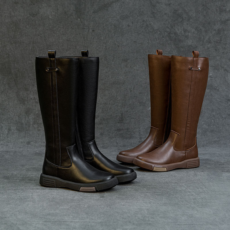 Women's Genuine Leather High-Tube Knight Boots