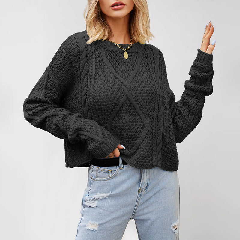 Women's Chunky Knit Twist Pullover Sweater teemdrop