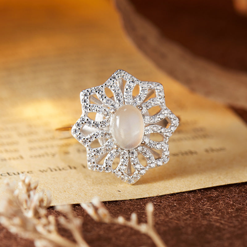 S925 sterling silver natural colored gemstone ring
