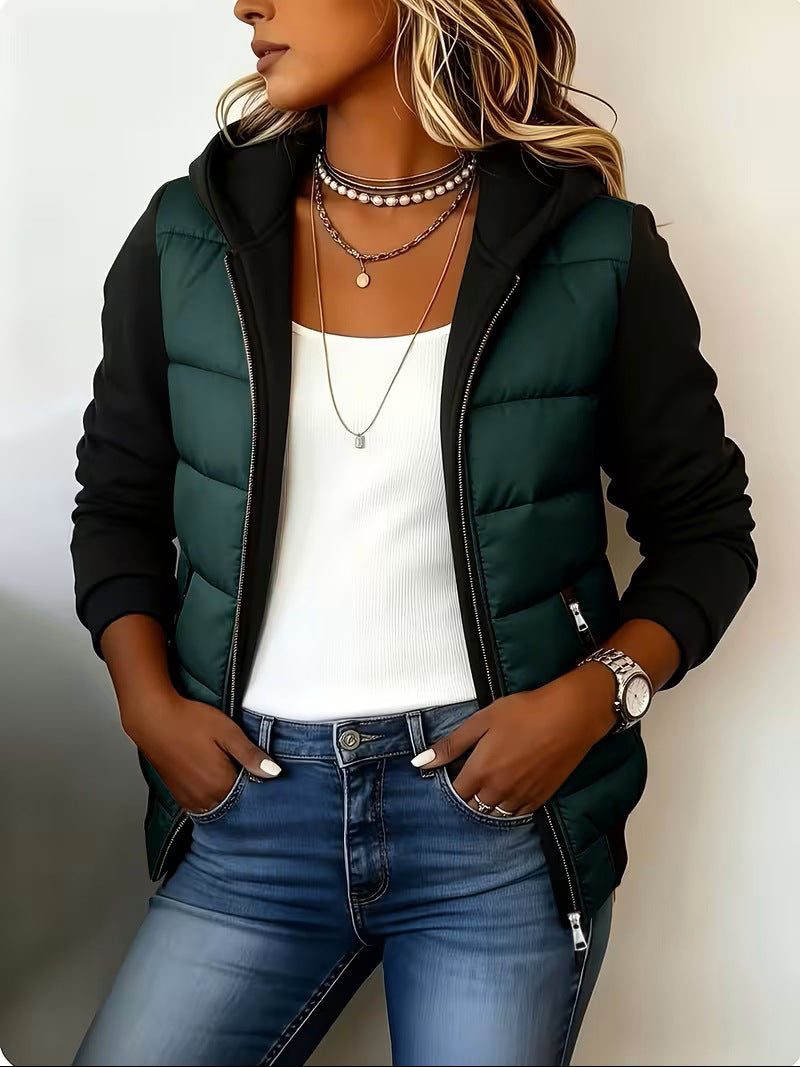 Women's Mid-Length Hooded Fleece-Lined Faux Shearling Coat teemdrop
