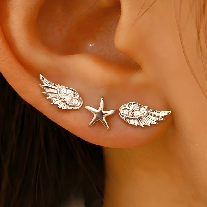 Angel Wing Design Zircon Cartilage Ear Studs