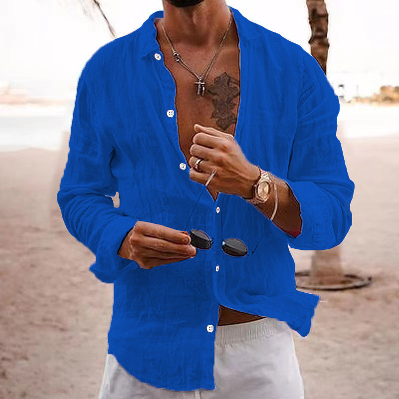 Cotton-linen long-sleeve shirt teemdrop