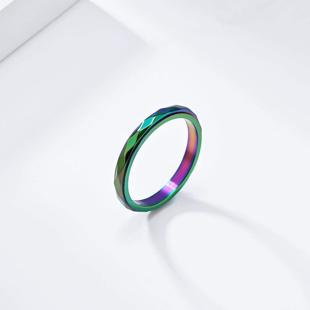 Geometric Rotating Titanium Steel Ring
