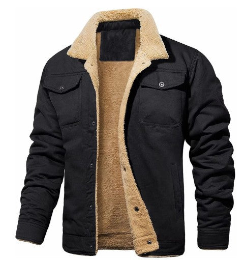 Men's Thickened Fleece Lined Cotton Work Jacket teemdrop