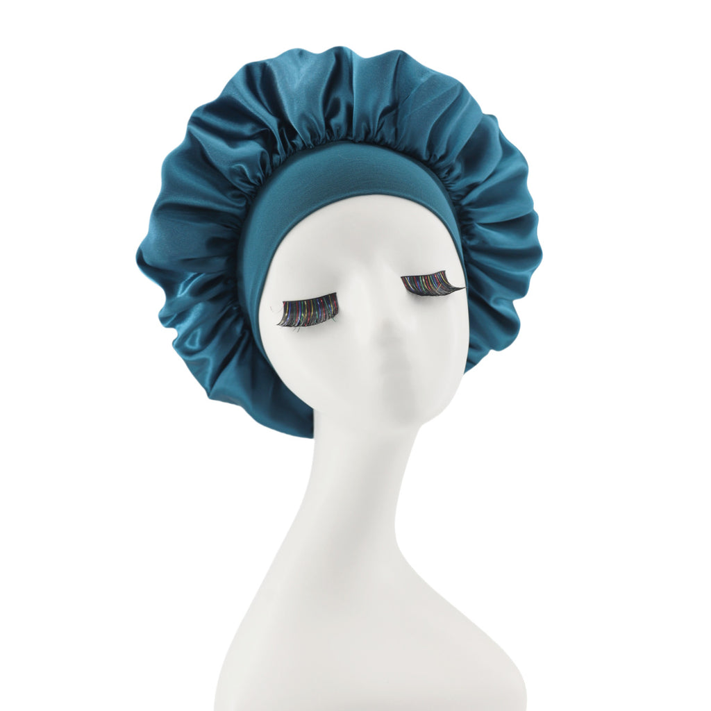 Lace-lined wide-brimmed elasticated hat