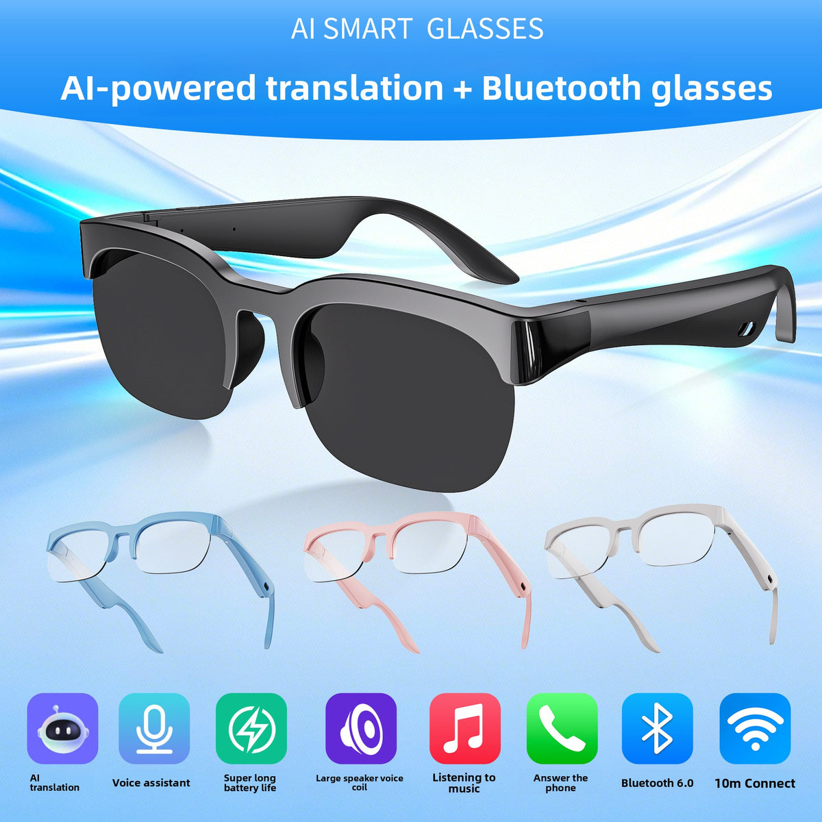AI-powered Bluetooth smart glasses teemdrop