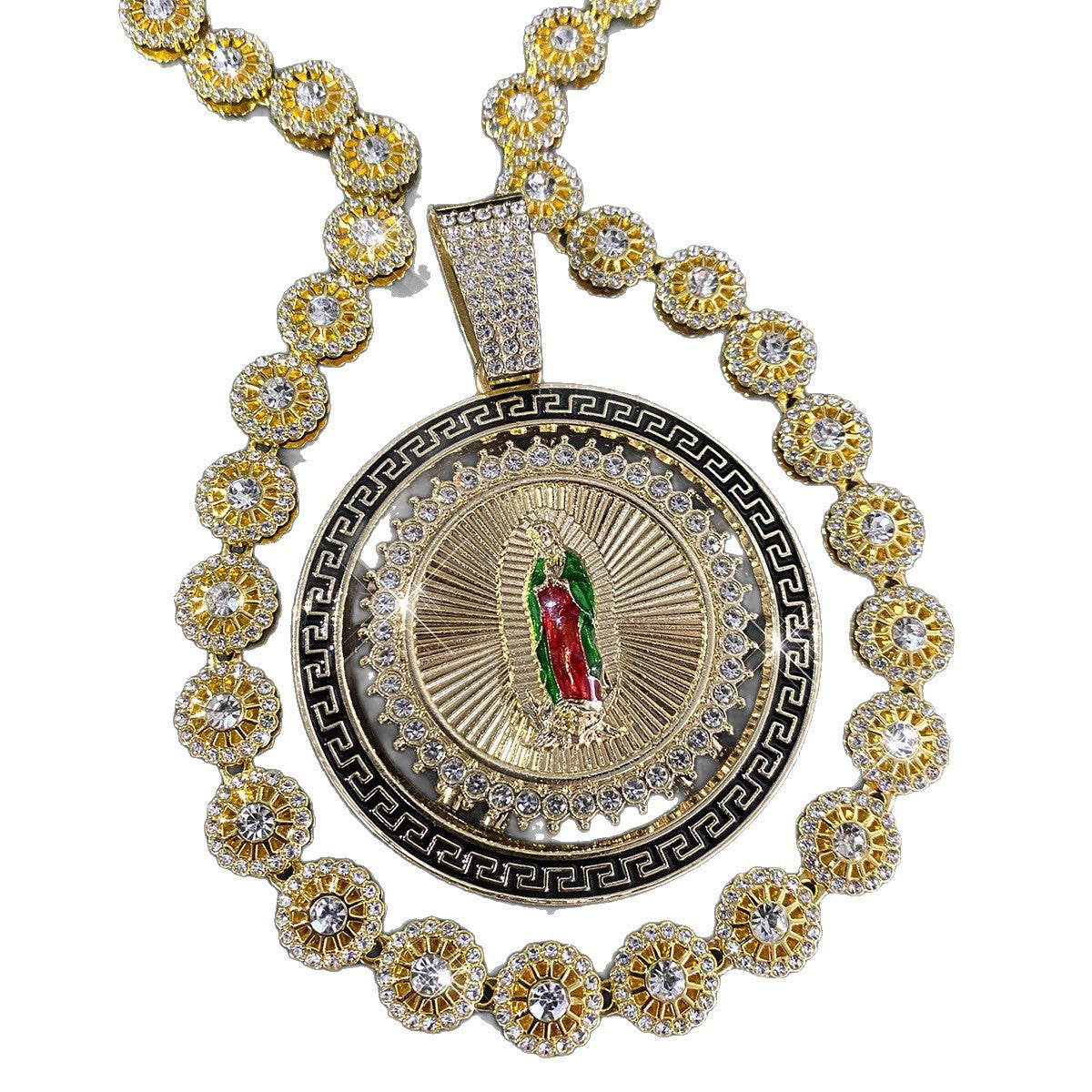 Rhinestone Pendant Necklace Hip-Hop Style