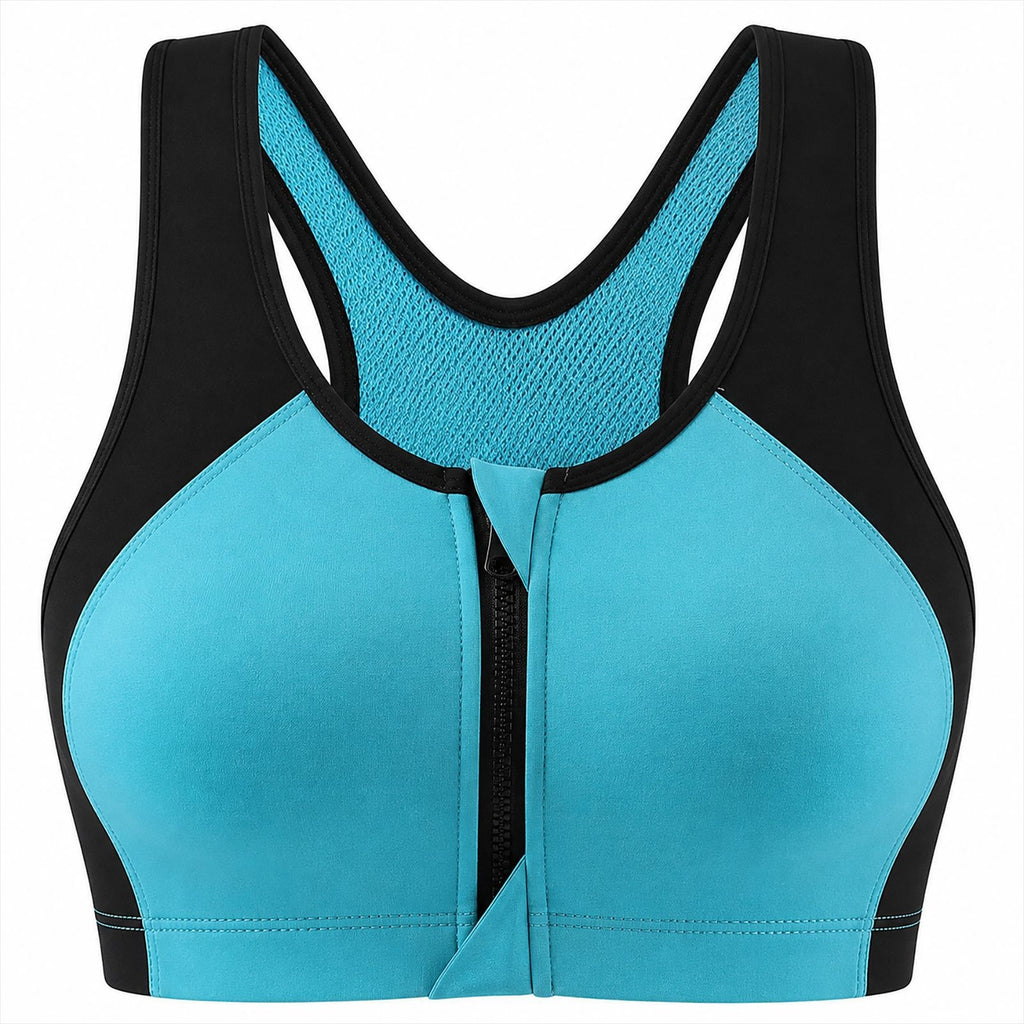 Women's Front Zipper Sports Bra Breathable Supportive Fitness Top teemdrop