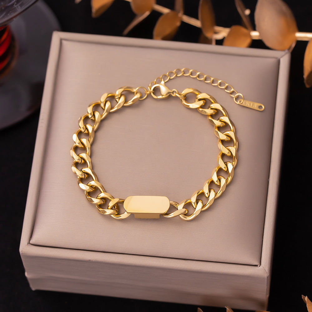 Women's Titanium Steel Inlaid Charm Bracelet Versatile Fashion Jewelry teemdrop