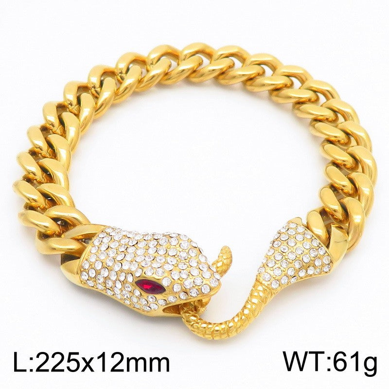 Men's Vintage Snake Head Titanium Steel Punk Bracelet