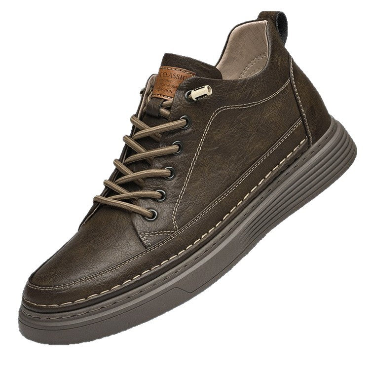 Men's Genuine Leather Sneakers Invisible 6cm Height-Increasing teemdrop
