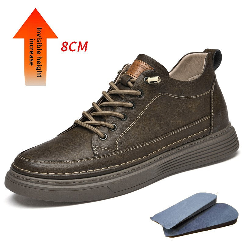 Cowhide platform height-increasing sneakers teemdrop
