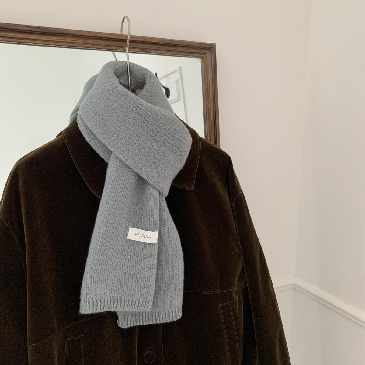 Unisex Solid Color Knitted Wool Scarf Winter Warm Neck Wrap