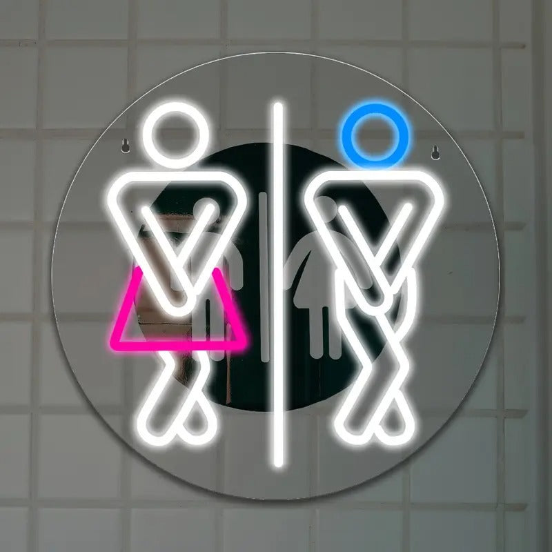 LED neon sign restroom teemdrop
