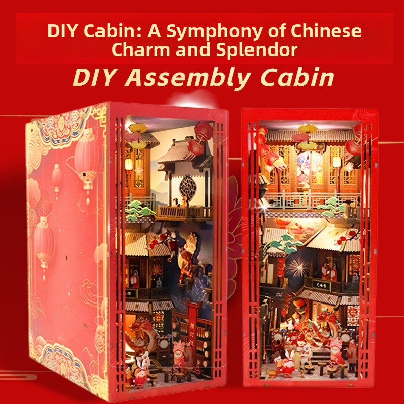 DIY Wooden Miniature Library Cabin Book Nook Building Kit