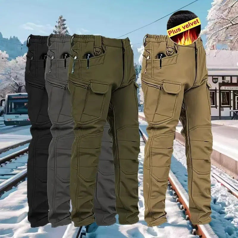 Men's Fleece Lined Waterproof Outdoor Hiking Pants, Warm Winter Insulated Snow Pant teemdrop