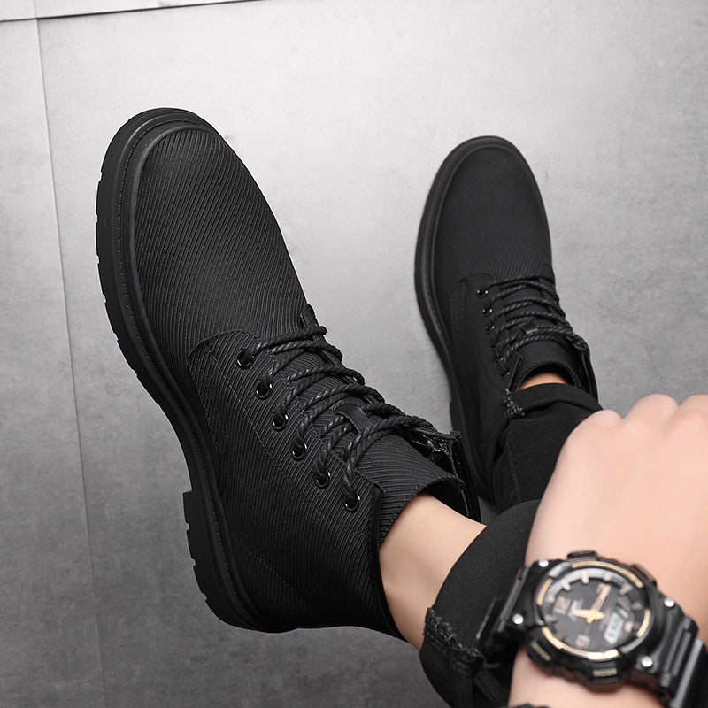 Men's Breathable Canvas Martin Boots Casual Lace-Up Boots teemdrop