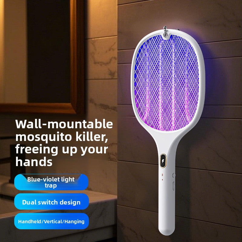 Two-in-one rechargeable ultraviolet mosquito killer lamp and mosquito swatter teemdrop
