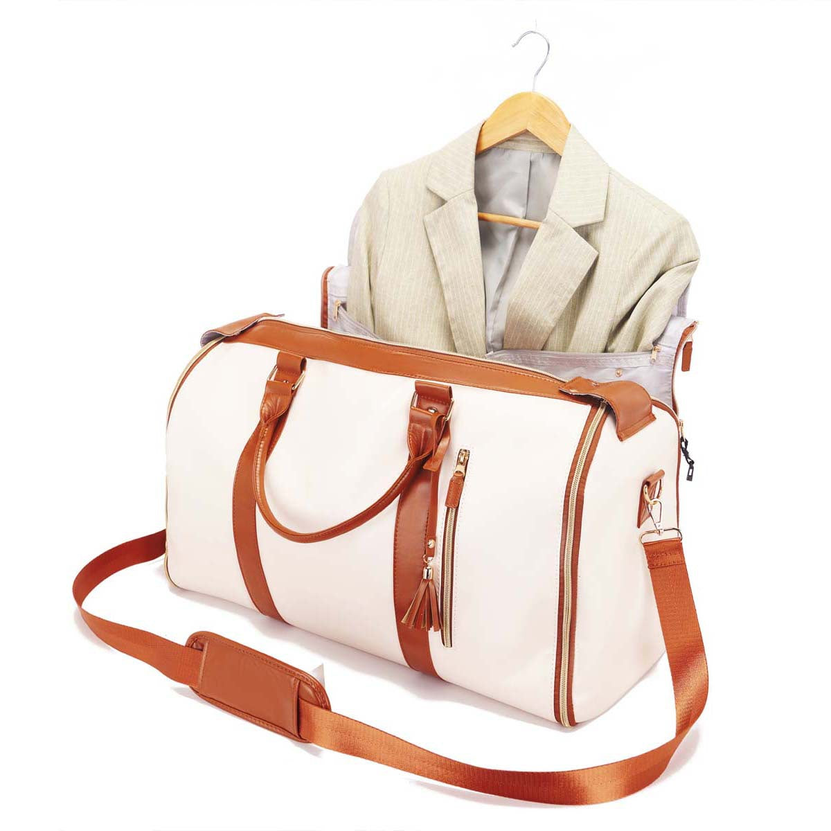 Large Capacity PU Leather Canvas Travel Duffel Bag