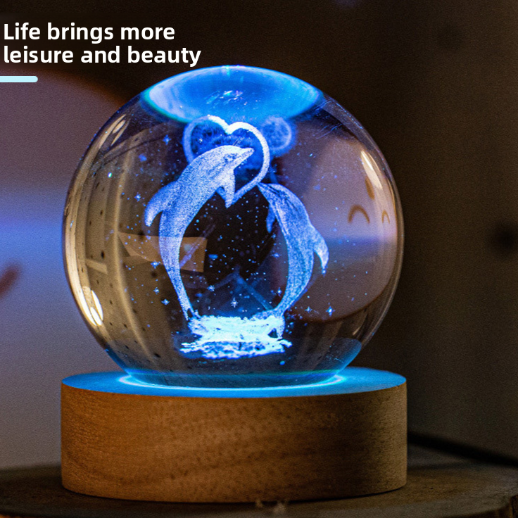 3D Engraved Crystal Ball teemdrop