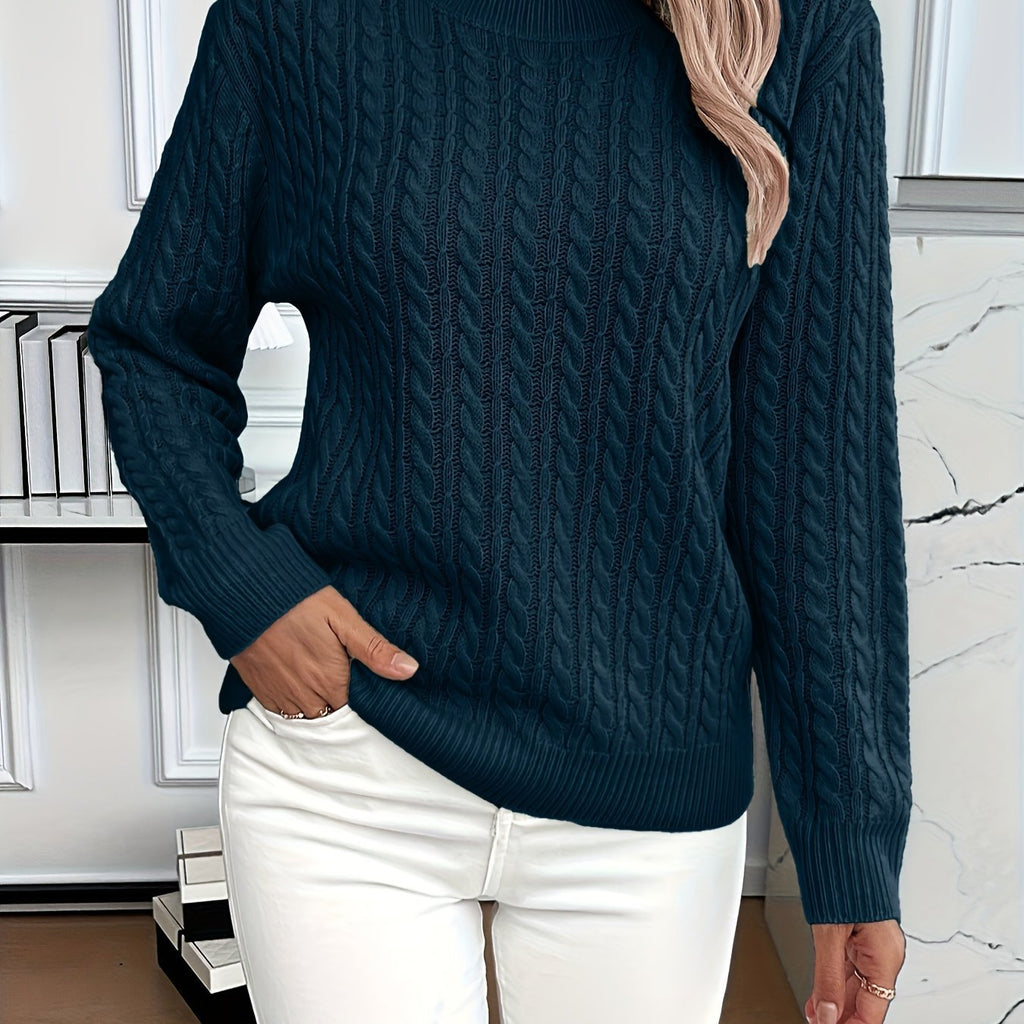 Crew-neck cable-knit sweater teemdrop