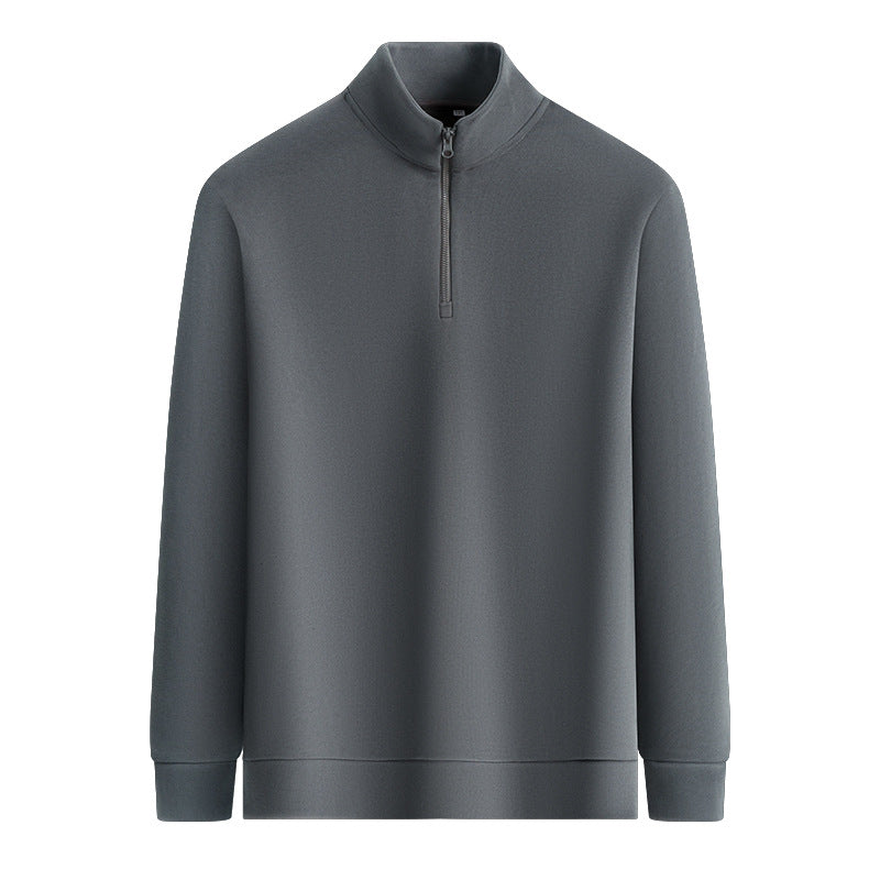Men's Autumn and Winter Solid Color Stand Collar Pullover
