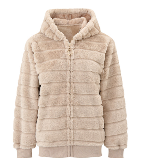 Women's Plush Stand Collar Zip Up Fleece Sweatshirt teemdrop