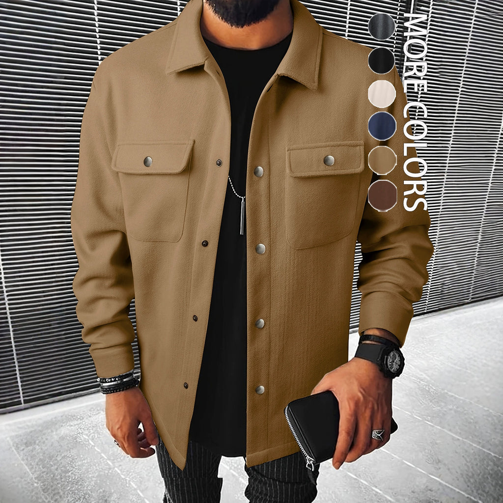 Men's Brushed Polyester Lapel Windproof Casual Jacket teemdrop