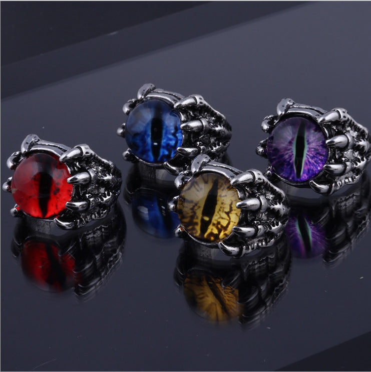 Majestic dragon-claw eye index finger ring