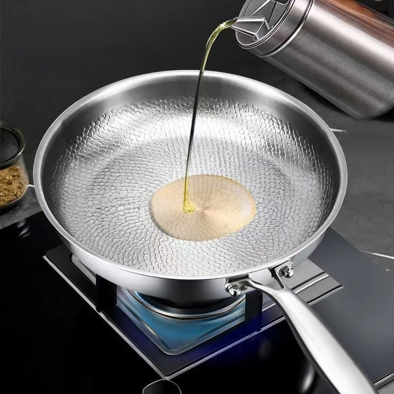 Titanium Hammered 304 Stainless Steel Non-Stick Frying Pan teemdrop