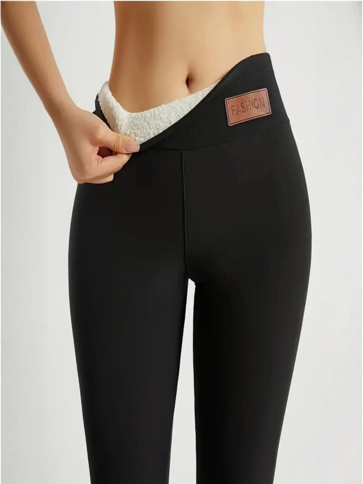 Women's Winter Fleece-Lined High-Waisted Thermal Tummy Control Leggings teemdrop