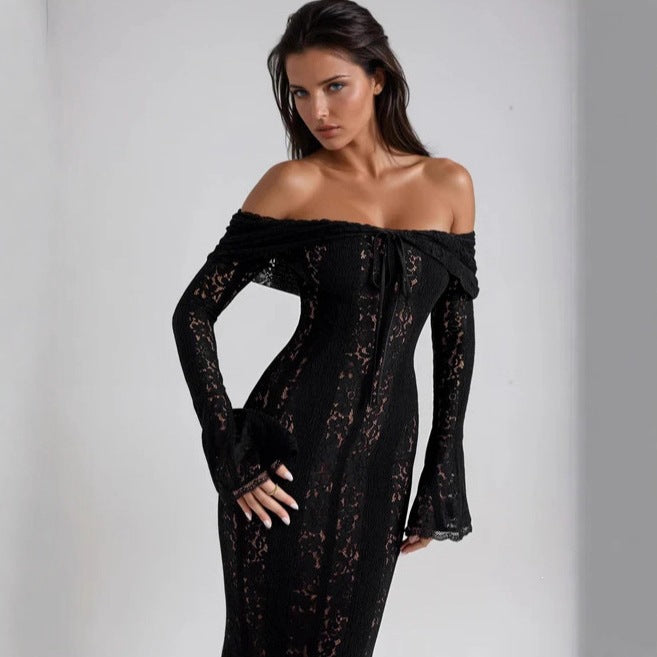 Off-shoulder Lace Bodycon Evening Gown