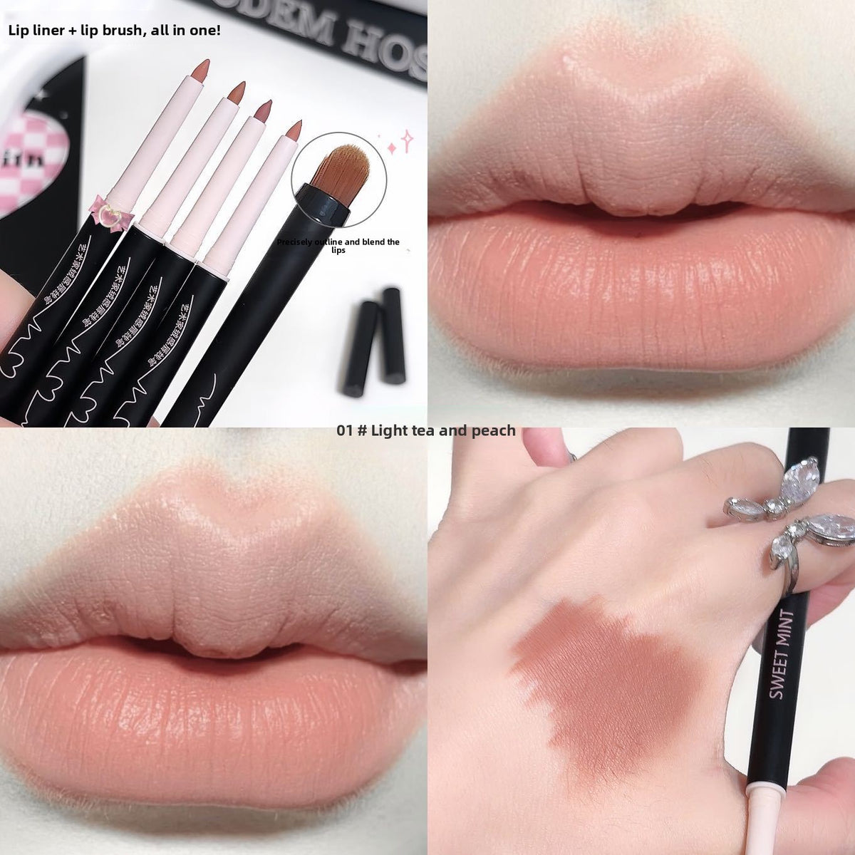 SWEETMINT Dual-Ended Waterproof Matte Lip Liner and Brush teemdrop