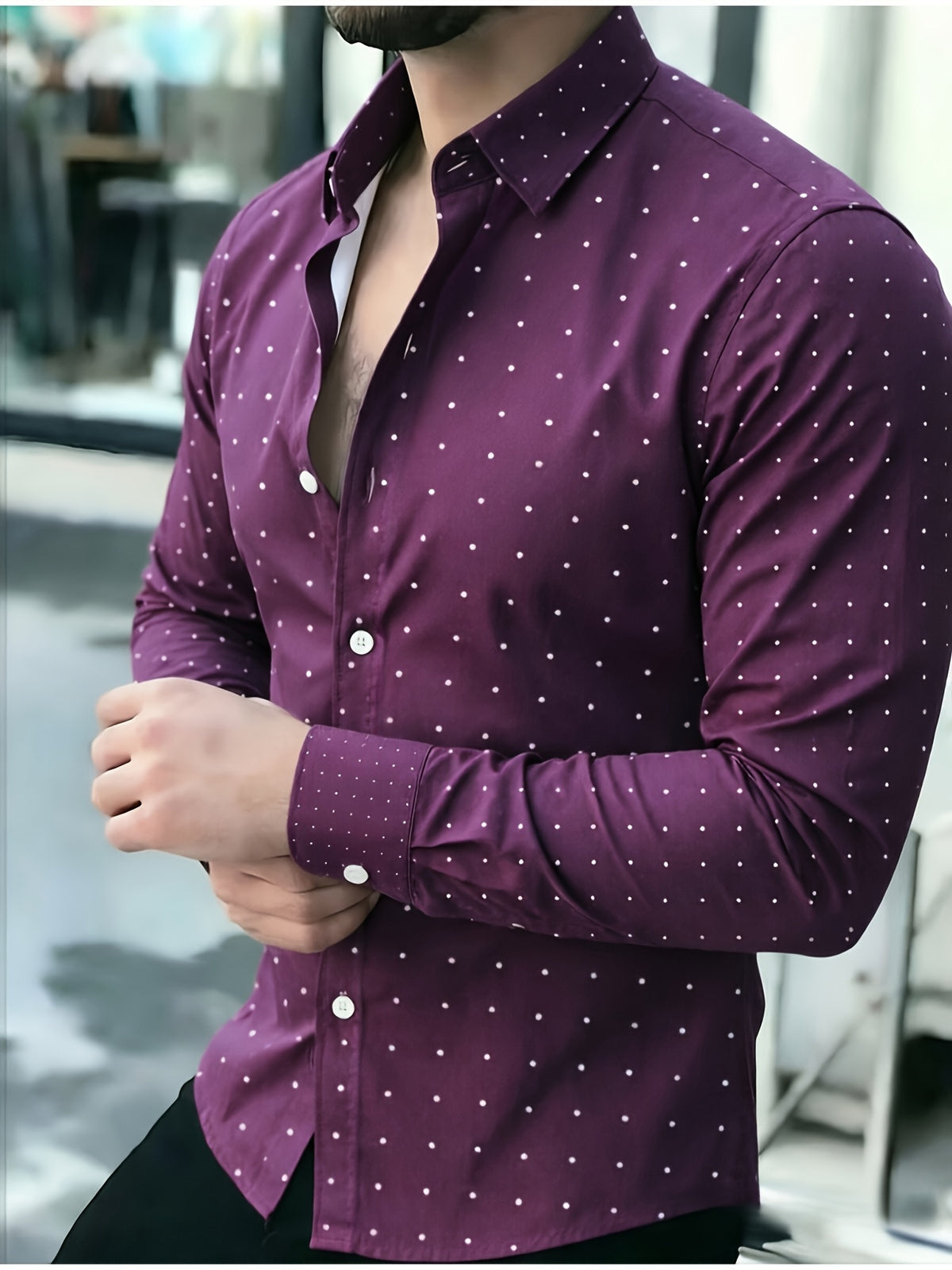 Vintage Paisley Print Men's Long Sleeve Shirt teemdrop