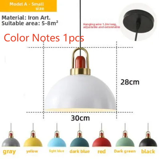 Single Head Hanging Chandelier Aluminum Macaron Color Pendant Light