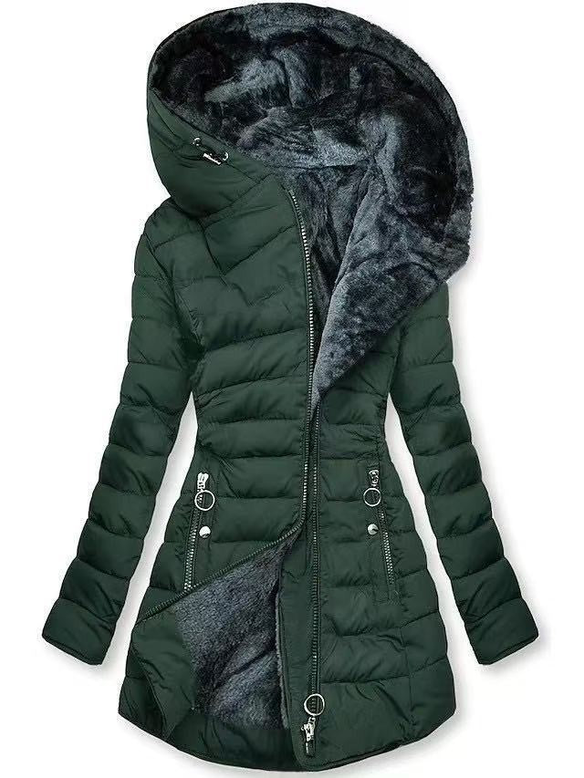Womens Hooded Mid-Length Cotton Jacket