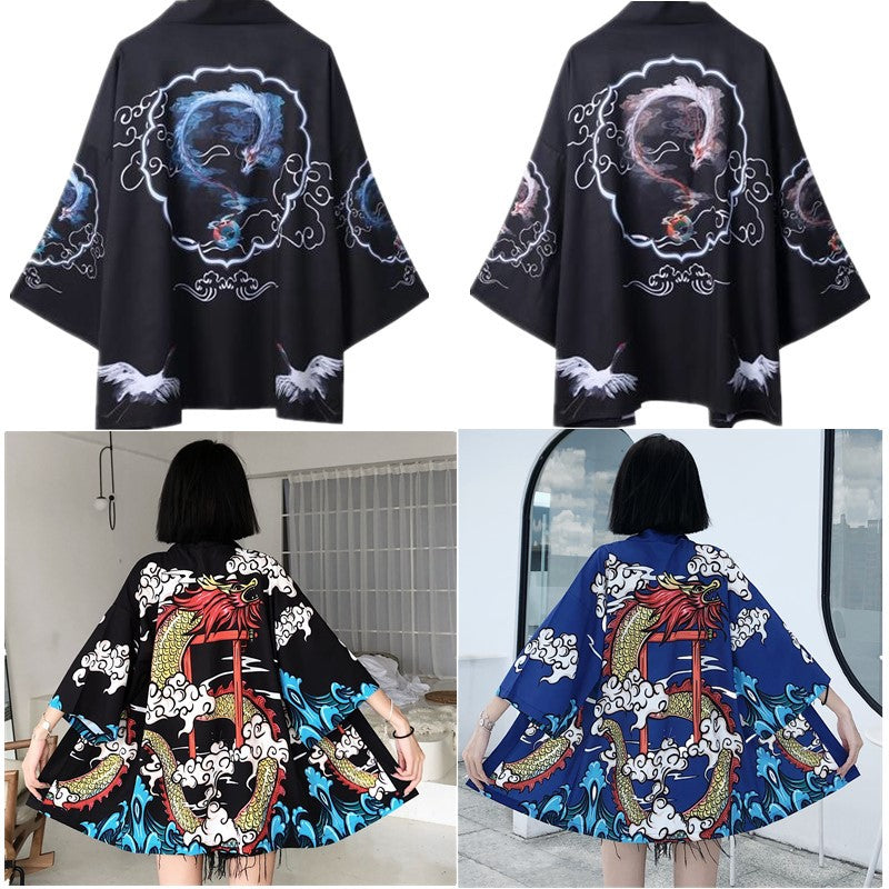 Traditional Print Open Front Cardigan Robe teemdrop