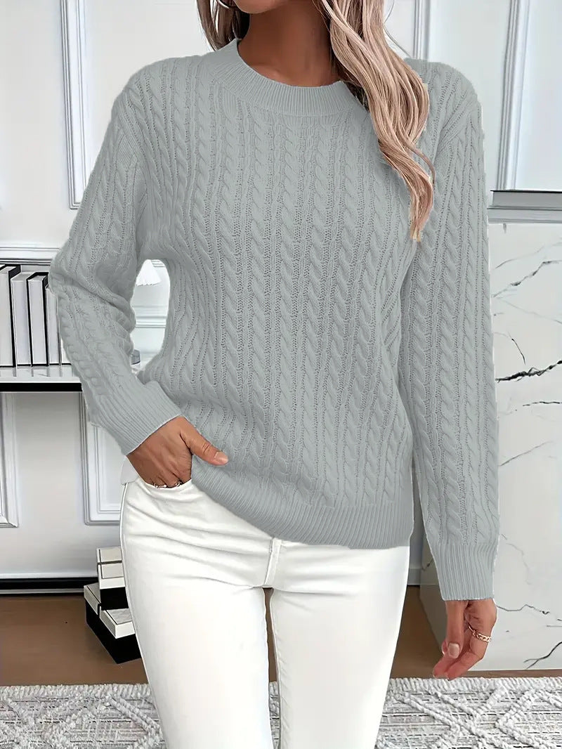 Crew-neck cable-knit sweater teemdrop