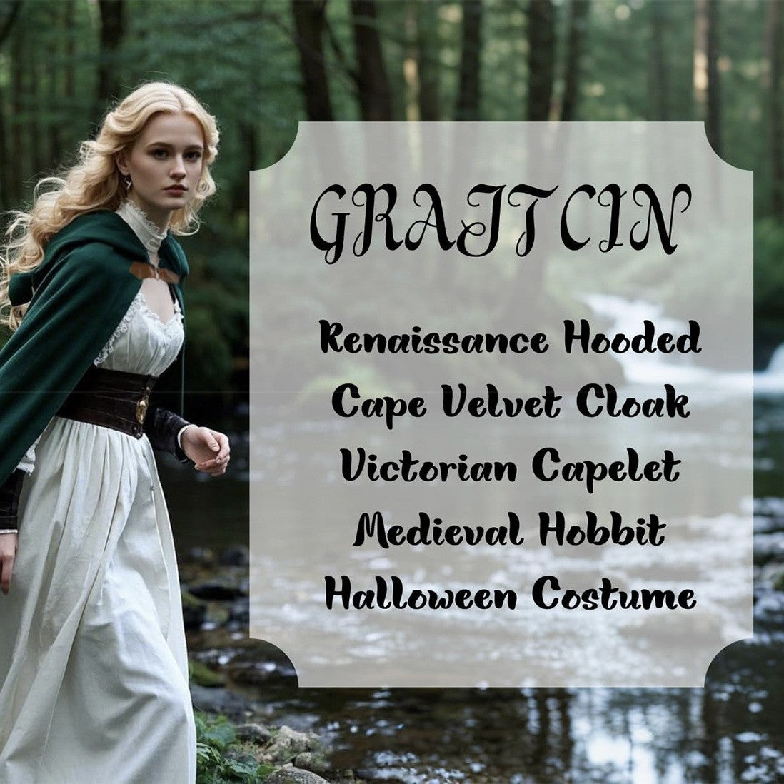 Double-Sided Wearable Polyester Hooded Cape for Halloween and Christmas Costume