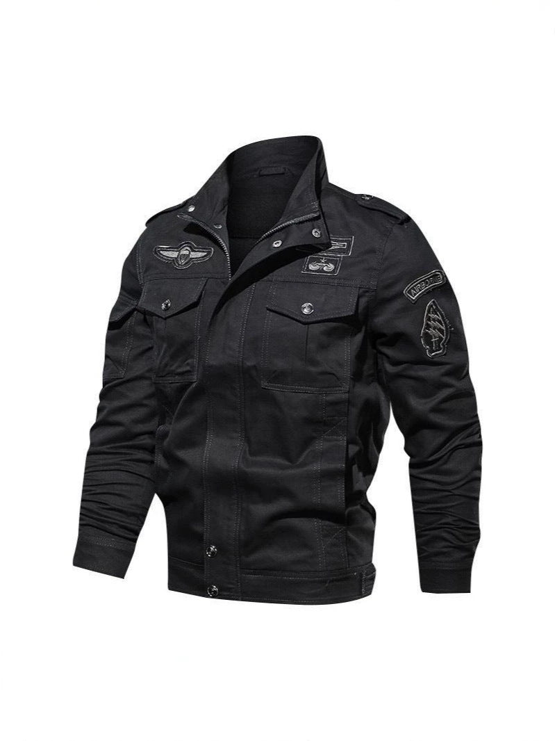 Mens Slim Fit Casual Stand Collar Cotton Jacket With Zipper teemdrop