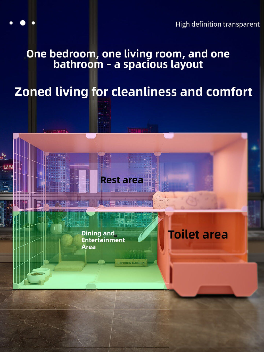 Panoramic Cat Cage Large Free Space Household Indoor
