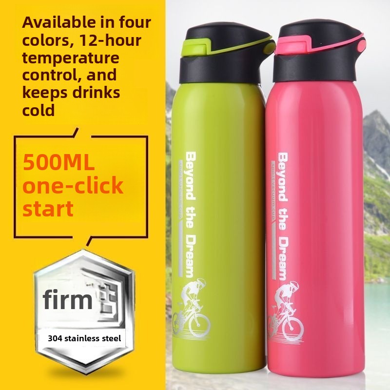 Insulated Stainless Steel Cycling Water Bottle with Straw